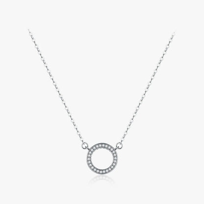 Modern Style Round Sterling Silver Plating Inlay Zircon Thai Silver Pendant Necklace