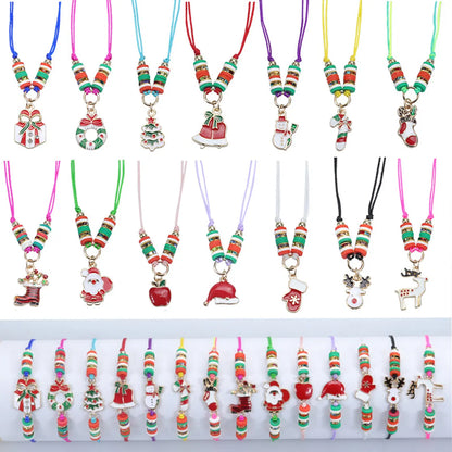 Modern Style Santa Claus Alloy Enamel Women's Bracelets Necklace