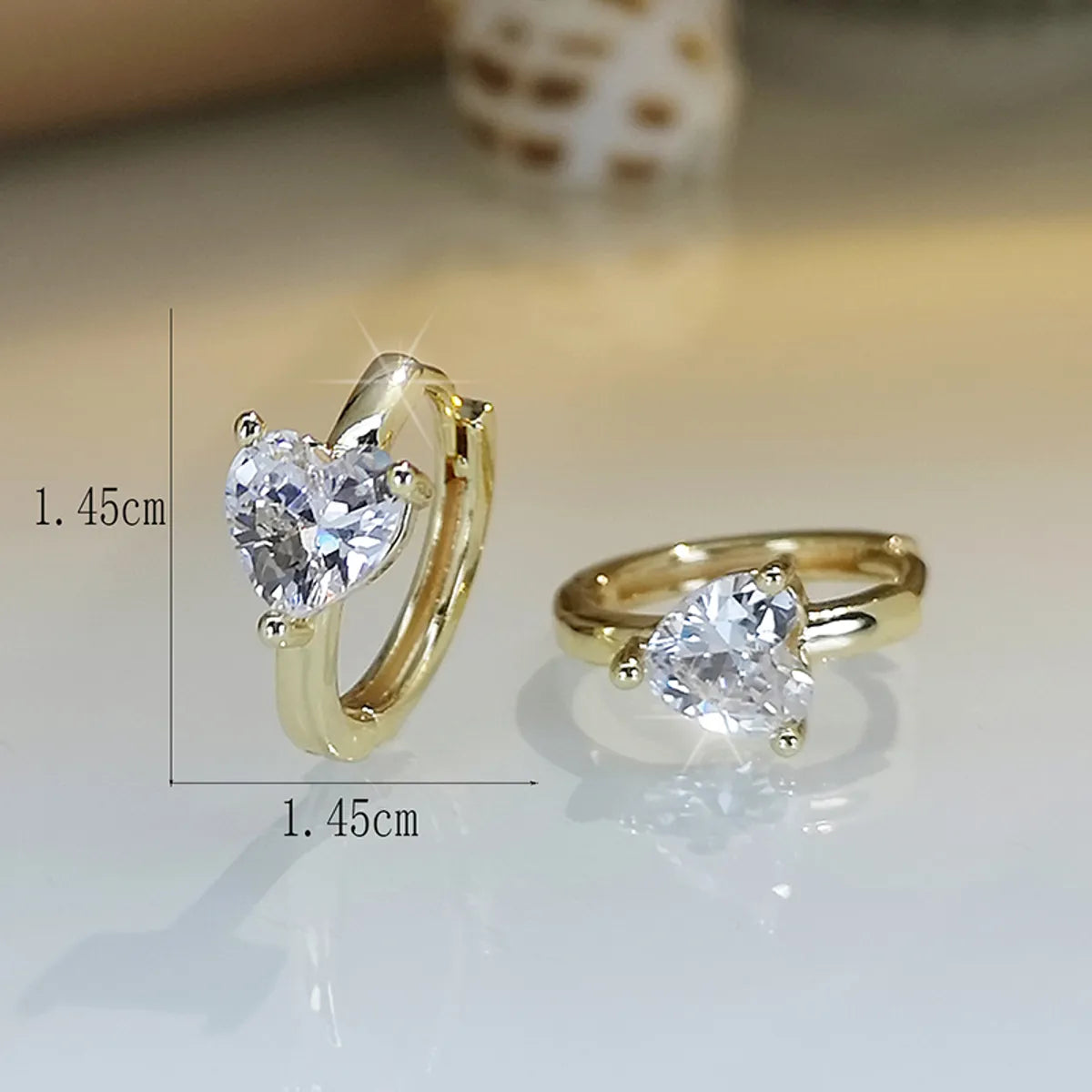 Modern Style Shiny Heart Shape Metal Plating Inlay Zircon Gold Plated Women's Hoop Earrings