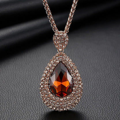 Wholesale Jewelry Modern Style Shiny Water Droplets Alloy Iron Artificial Rhinestones Inlay Sweater Chain Long Necklace