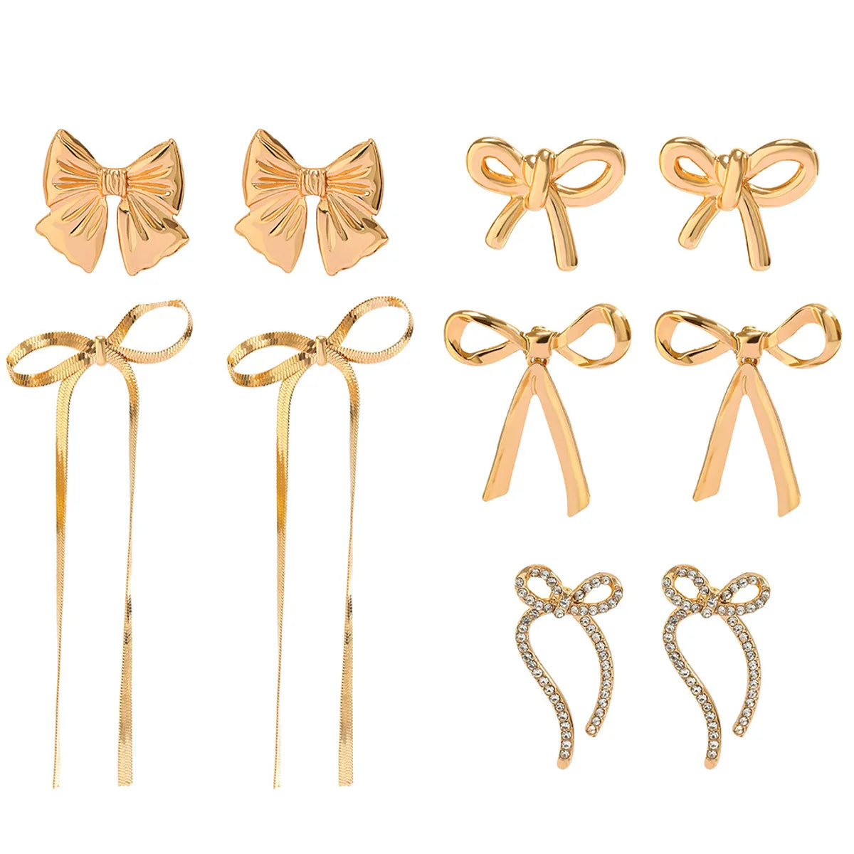 Modern Style Simple Style Bow Knot Copper Handmade Plating 18k Gold Plated Jewelry Set