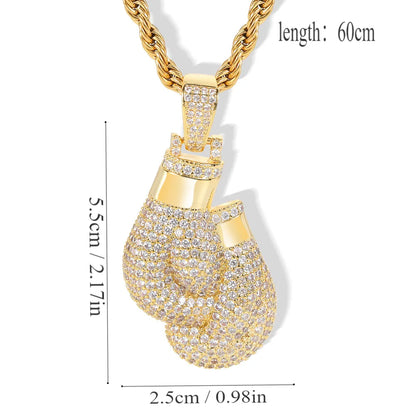 Modern Style Simple Style Boxing Gloves 304 Stainless Steel Zinc Alloy Inlay Rhinestones Gold Plated Unisex Pendant Necklace