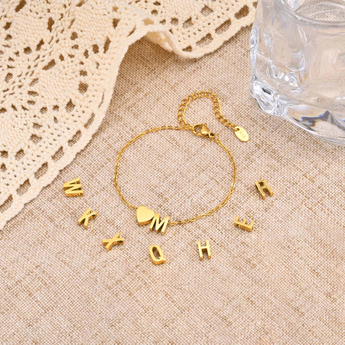 Modern Style Simple Style Classic Style Letter Heart Shape Stainless Steel Plating Gold Plated Bracelets