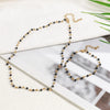 Modern Style Simple Style Classic Style Round Agate Titanium Steel Beaded 18K Gold Plated Women'S Bracelets Necklace