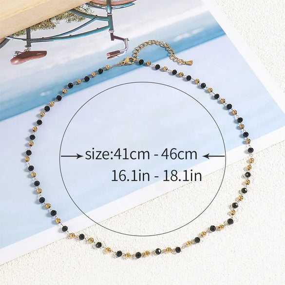 Modern Style Simple Style Classic Style Round Agate Titanium Steel Beaded 18K Gold Plated Women'S Bracelets Necklace