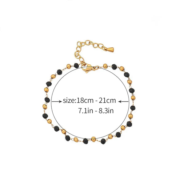 Modern Style Simple Style Classic Style Round Agate Titanium Steel Beaded 18K Gold Plated Women'S Bracelets Necklace