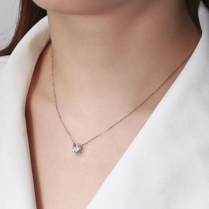 Modern Style Simple Style Classic Style Solid Color Sterling Silver 14k Gold Plated Rose Gold Plated White Gold Plated Zircon Pendant Necklace In Bulk