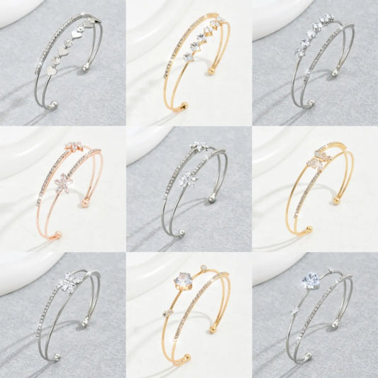 Modern Style Simple Style Commute Heart Shape Flower Rhombus Zircon Iron Copper Wholesale Bangle