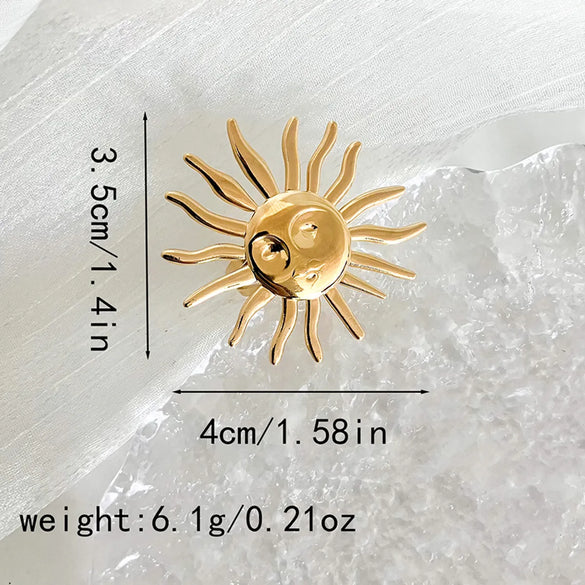 304 Stainless Steel 14K Gold Plated Modern Style Simple Style Commute Plating Sun Rings