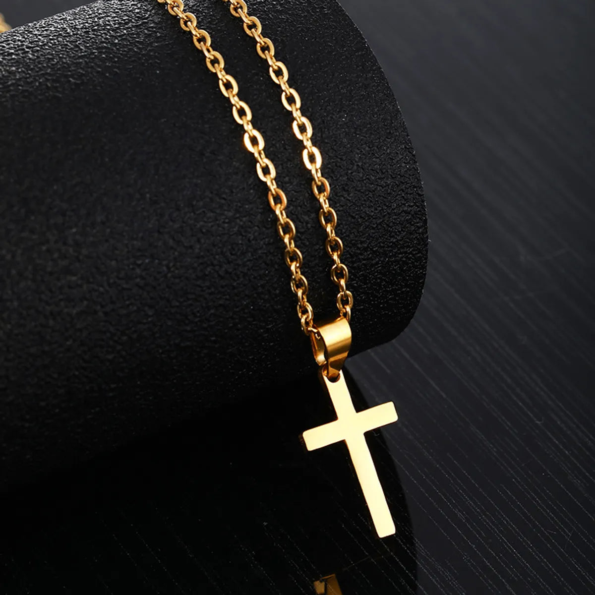 Stainless Steel 18K Gold Plated Modern Style Simple Style Plating Cross None Pendant Necklace Long Necklace