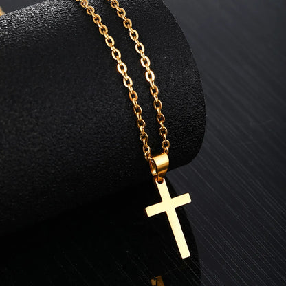 Stainless Steel 18K Gold Plated Modern Style Simple Style Plating Cross None Pendant Necklace Long Necklace