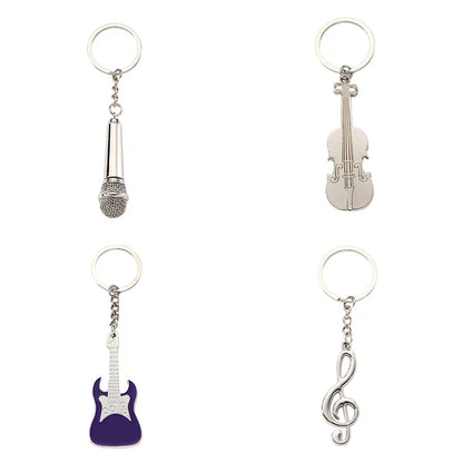 Modern Style Simple Style Guitar Microphone Notes Alloy Plating Bag Pendant Keychain