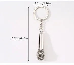 Modern Style Simple Style Guitar Microphone Notes Alloy Plating Bag Pendant Keychain