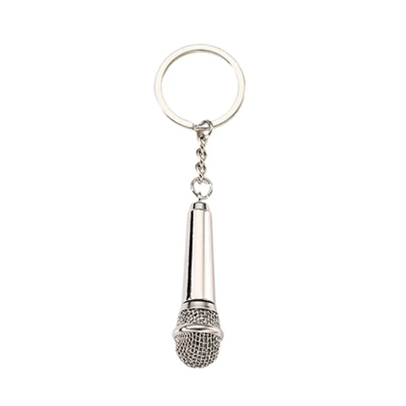 Modern Style Simple Style Guitar Microphone Notes Alloy Plating Bag Pendant Keychain