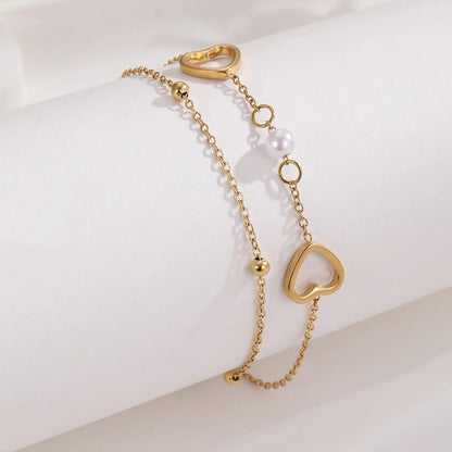 Modern Style Simple Style Heart Shape 304 Stainless Steel Bracelets In Bulk