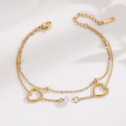 Modern Style Simple Style Heart Shape 304 Stainless Steel Bracelets In Bulk