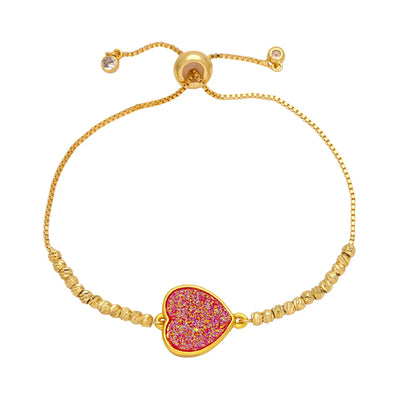 Modern Style Simple Style Heart Shape Copper Beaded Plating Inlay Ore 18k Gold Plated Bracelets