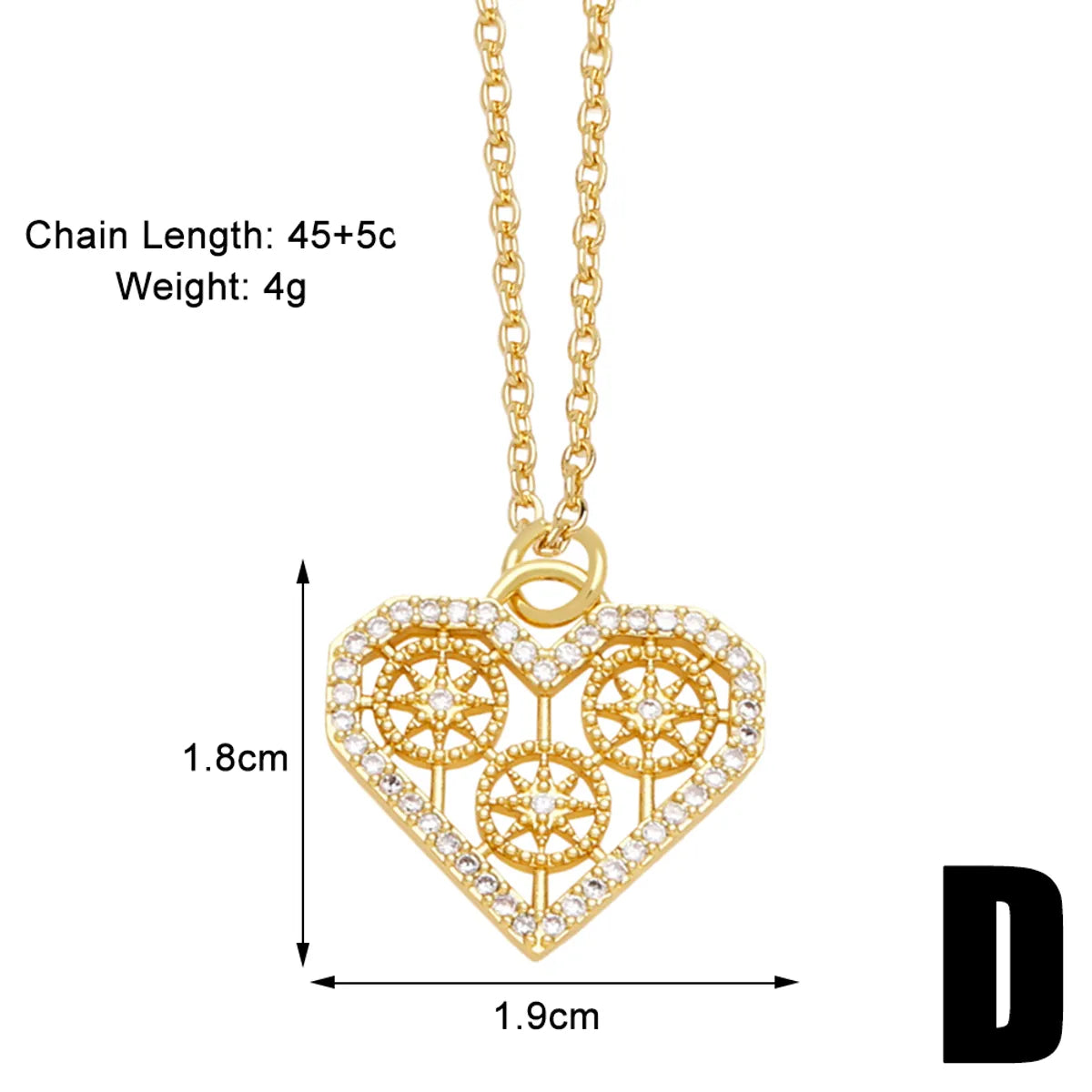 Modern Style Simple Style Heart Shape Key Copper Plating Inlay Zircon 18k Gold Plated Pendant Necklace