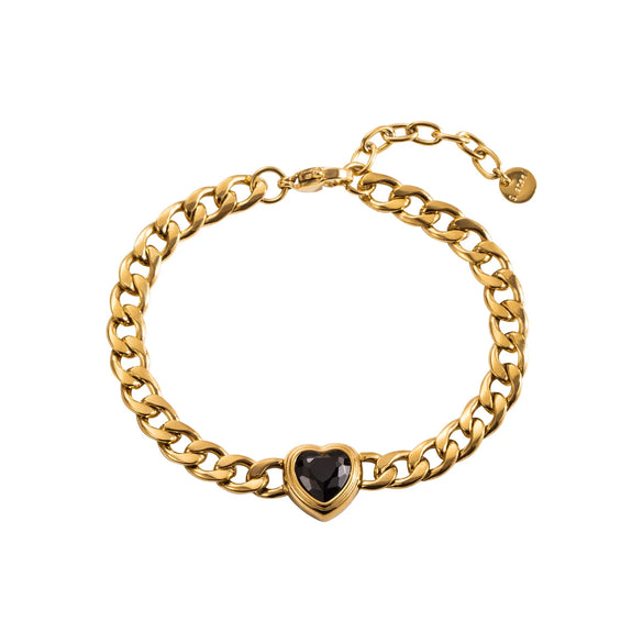 Modern Style Simple Style Heart Shape 304 Stainless Steel Zircon Bracelets In Bulk