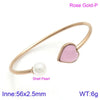 Modern Style Simple Style Heart Shape Stainless Steel Titanium Steel 18K Gold Plated Glass Stone Pearl Bangle In Bulk