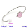 Modern Style Simple Style Heart Shape Stainless Steel Titanium Steel 18K Gold Plated Glass Stone Pearl Bangle In Bulk