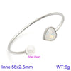 Modern Style Simple Style Heart Shape Stainless Steel Titanium Steel 18K Gold Plated Glass Stone Pearl Bangle In Bulk