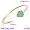 Modern Style Simple Style Heart Shape Stainless Steel Titanium Steel 18K Gold Plated Glass Stone Pearl Bangle In Bulk