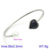 Modern Style Simple Style Heart Shape Stainless Steel Titanium Steel 18K Gold Plated Glass Stone Pearl Bangle In Bulk