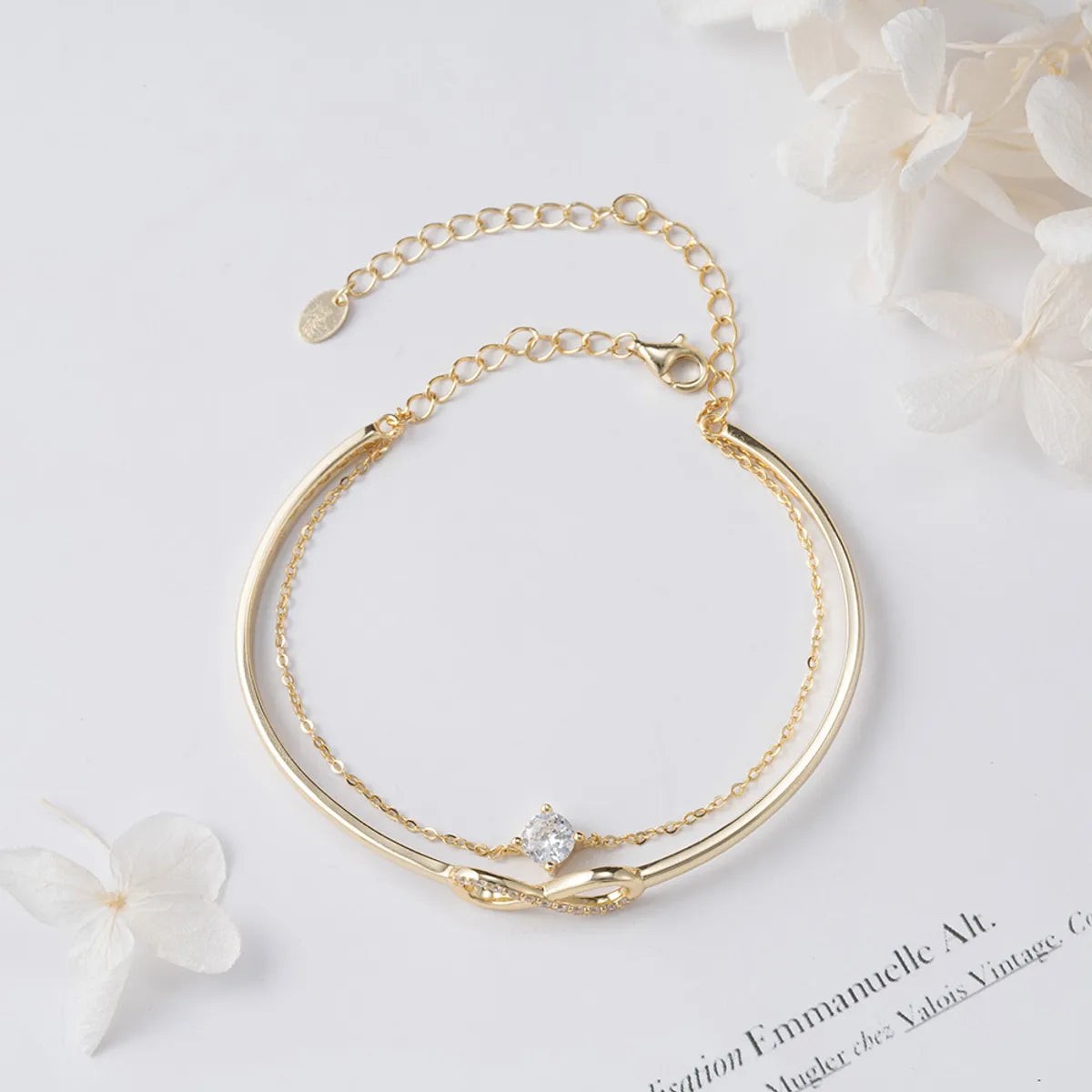 Modern Style Simple Style Infinity Solid Color Sterling Silver Plating 14k Gold Plated White Gold Plated Silver Plated Bracelets