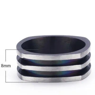 Modern Style Simple Style Korean Style Stripe Titanium Steel 18K Gold Plated Men'S Rings