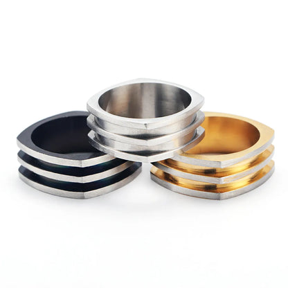 Modern Style Simple Style Korean Style Stripe Titanium Steel 18K Gold Plated Men'S Rings