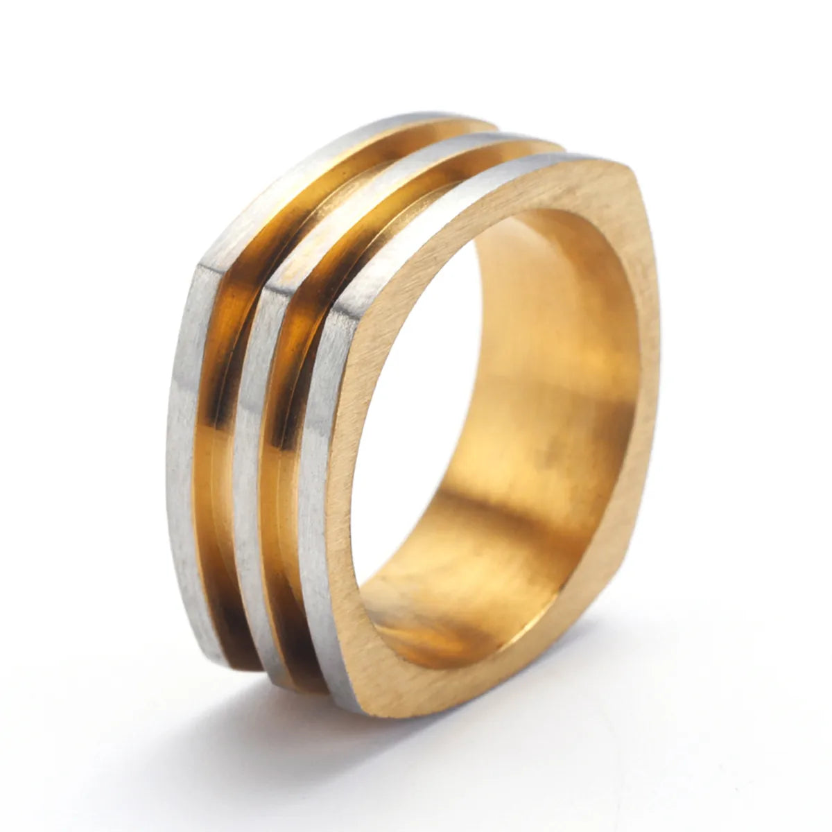 Modern Style Simple Style Korean Style Stripe Titanium Steel 18K Gold Plated Men'S Rings