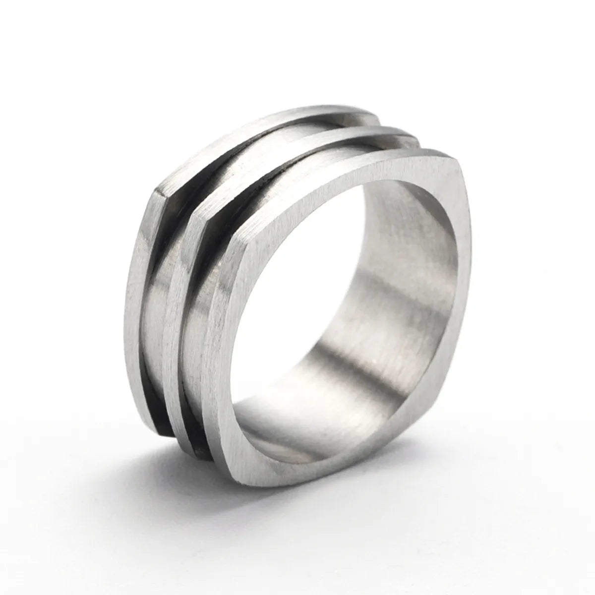 Modern Style Simple Style Korean Style Stripe Titanium Steel 18K Gold Plated Men'S Rings