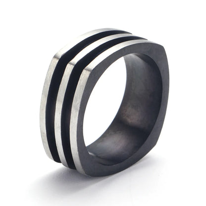 Modern Style Simple Style Korean Style Stripe Titanium Steel 18K Gold Plated Men'S Rings