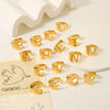 Modern Style Simple Style Letter Stainless Steel Asymmetrical Plating 18k Gold Plated Open Rings