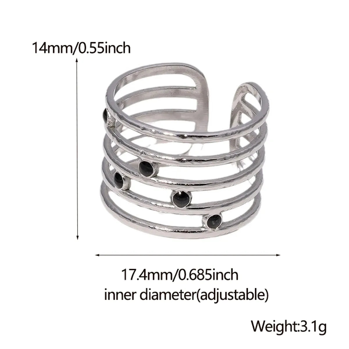 Modern Style Simple Style Lines Stainless Steel Enamel Plating 18k Gold Plated Open Rings