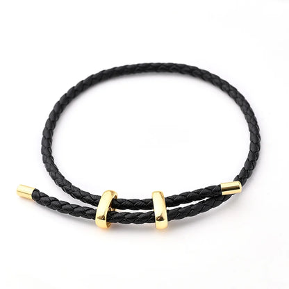 Modern Style Simple Style Oval Simple Solid Color 18K Gold Plated Microfiber Leather Rope Copper Wholesale Jewelry Accessories