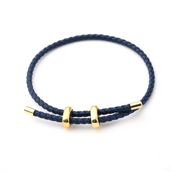 Modern Style Simple Style Oval Simple Solid Color 18K Gold Plated Microfiber Leather Rope Copper Wholesale Jewelry Accessories