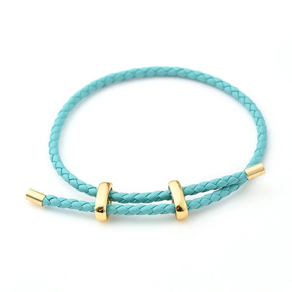 Modern Style Simple Style Oval Simple Solid Color 18K Gold Plated Microfiber Leather Rope Copper Wholesale Jewelry Accessories