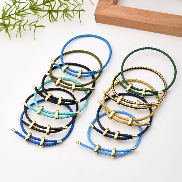 Modern Style Simple Style Oval Simple Solid Color 18K Gold Plated Microfiber Leather Rope Copper Wholesale Jewelry Accessories