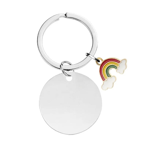 Modern Style Simple Style Rainbow Customization Laser Engraving 201 Stainless Steel Plating Unisex Bag Pendant Keychain