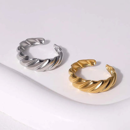 Modern Style Simple Style Simple Lines Stainless Steel Plating 18k Gold Plated Open Rings