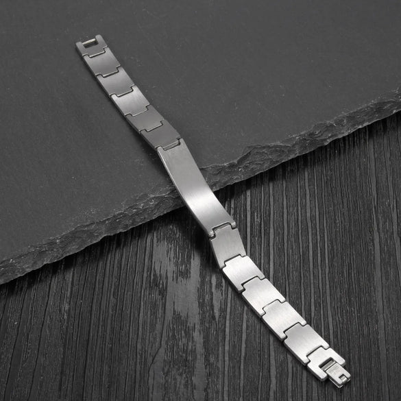 Modern Style Simple Style Solid Color 304 Stainless Steel Men'S ID Bracelet