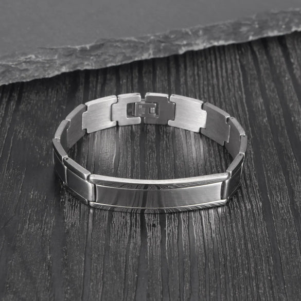 Modern Style Simple Style Solid Color 304 Stainless Steel Men'S ID Bracelet