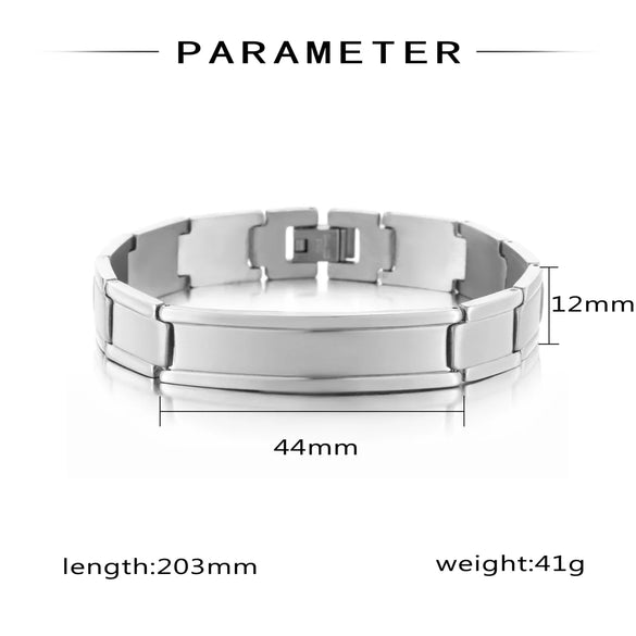 Modern Style Simple Style Solid Color 304 Stainless Steel Men'S ID Bracelet
