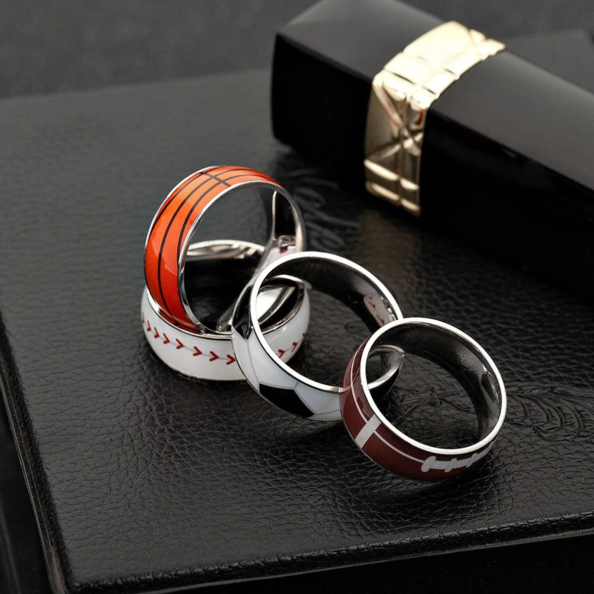 Modern Style Simple Style Solid Color 304 Stainless Steel Men'S Rings