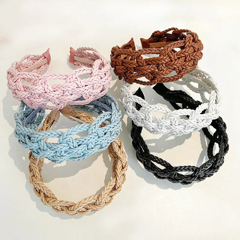 Modern Style Simple Style Solid Color Pu Leather Hair Band