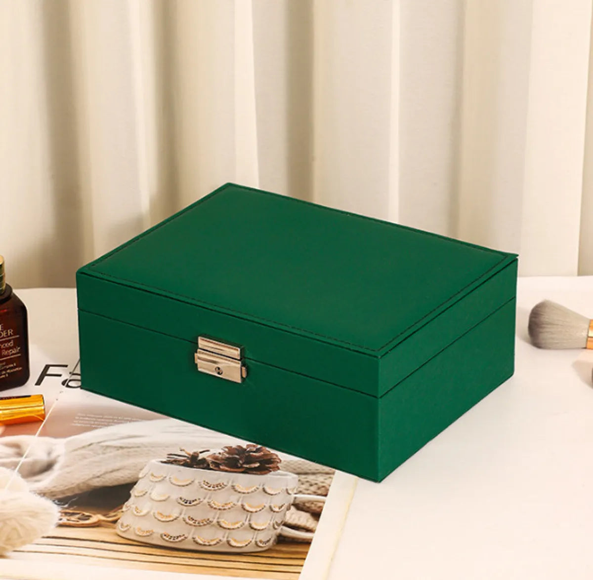 Modern Style Simple Style Solid Color Pu Leather Jewelry Boxes