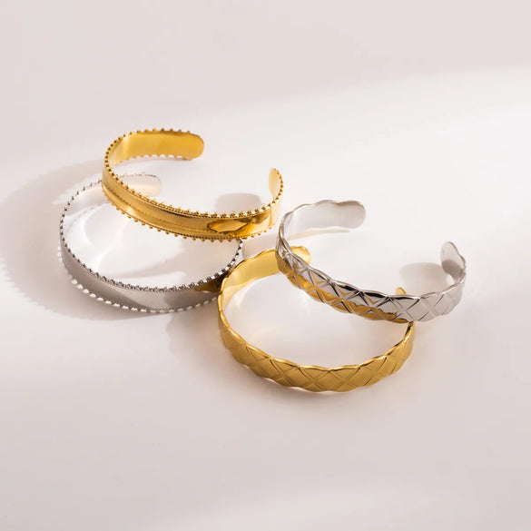 Modern Style Simple Style Customization Laser Engraving Solid Color 304 Stainless Steel Bangle In Bulk