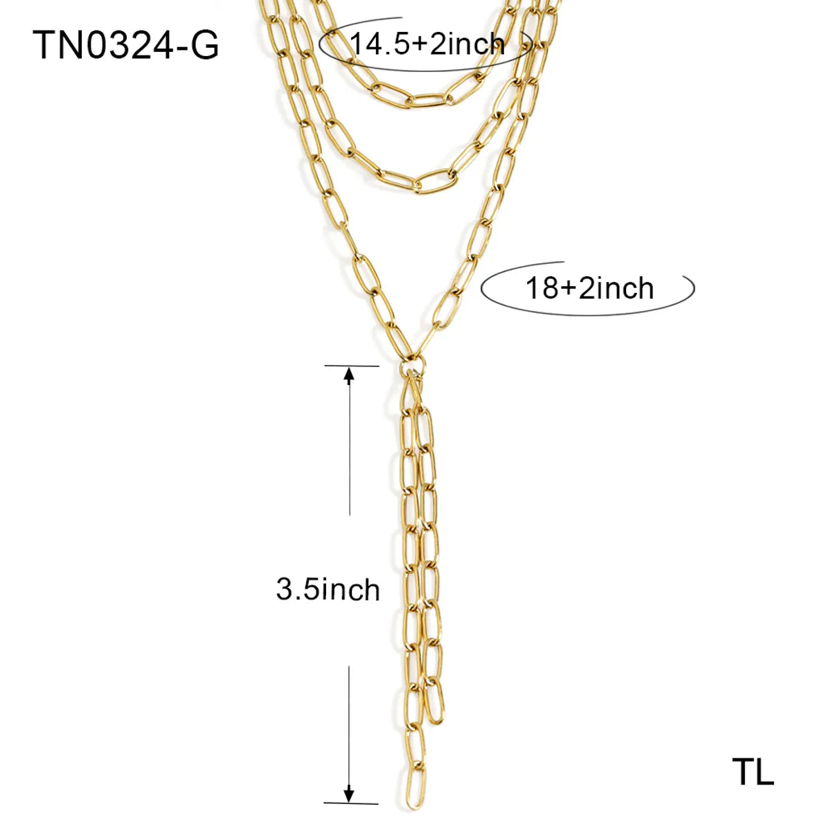 Modern Style Simple Style Solid Color Stainless Steel Plating Three-Dimensional 18k Gold Plated Women'S Three Layer Necklace